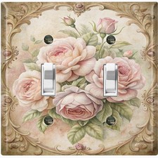 Metal Light Switch Outlet Cover Wall Plate Vintage Pink Floral Rose Decor FWR365