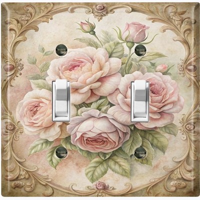 Metal Light Switch Outlet Cover Wall Plate Vintage Pink Floral Rose Decor FWR365