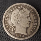 1914 * P*  BARBER HEAD SILVER DIME  **FREE SHIPPING**C2840