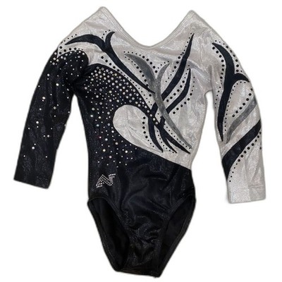 READ! Alpha Factor Girls Size CL Child Large Foil Gymnastics Performance Leotard