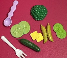 Lot of 9 Pieces of Pretend Play Food, Vegetables, Butter, Fork, Spoon, Doll Toys