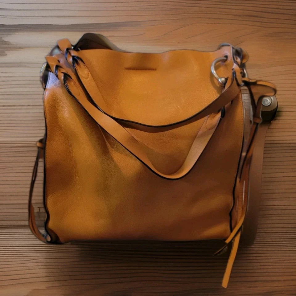 Bolso de hombro para mujer Rebecca Minkoff Kate Honey de cuero suave LNC Foto 3 de 4