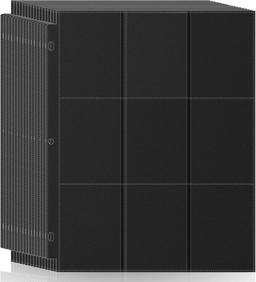 50 Pack 9 Pocket Page Protector,900 Pockets Black Trading Card Sleeves Pages ...