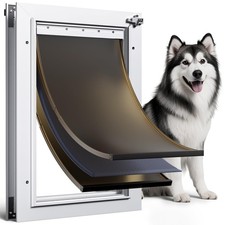 Dog Door for Door All Aluminum 3 Flaps White, Large Dog Doggy Doggie Door, He...