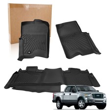 Floor Mats Set For Ford F-150 F150 Super Crew Cab 2004-2008 Black Tpe Liners Floor Mats Set For Ford F-150 F150 Super Crew Cab 2004-2008 Black Tpe Liners