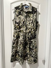 European Summer L Simply Vera VW Shirt Dress Collared Button Abstract Knee
