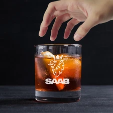 Custom Engraved SAAB Whiskey Glass – 11 oz Rocks Glass