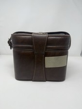 Vintage Brown  White Leather Mid-Century Camera Bag w/ Strap