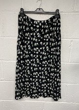 Marks & Spencer Black Daisy Print A Line Flowy Midi Skirt UK16R BNWT PWM
