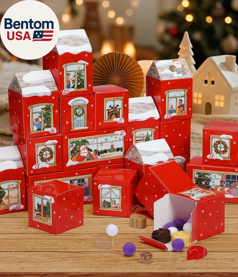 Christmas Empty Advent Calendar Boxes to Fill, 24 DIY Gift Boxes Printed with Nu - Image 2 of 4