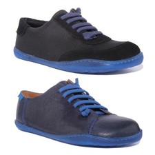 CAMPER Peu Cami Uomo Elastico Lacci Scarpe IN Pelle Blu Scuro Taglia UK 6 - 12