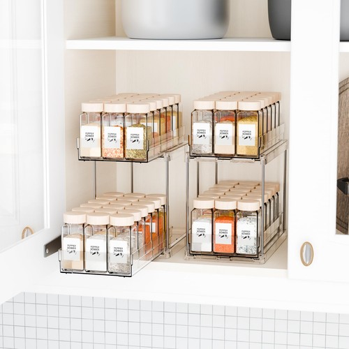 2 Tier Vertical Spice Rack Pull Out,10.4'' Deep Narrow Slide Out Spice Rack O... - Picture 8 of 9
