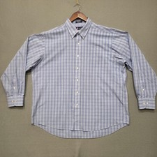 Chaps Men's Blue Striped Classic Fit Wrinkle Free Dress Shirt Size 18-34/35