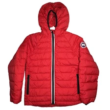 Canada Goose Puffer Jacket Kids 7-8 Red Hooded Down Winter Coat Made Canada
