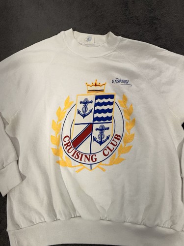 Sudadera Vintage Cruising Club Bordada Cuello Redondo Hecha en EE. UU. XL Descanso Náutico - Imagen 3 de 6