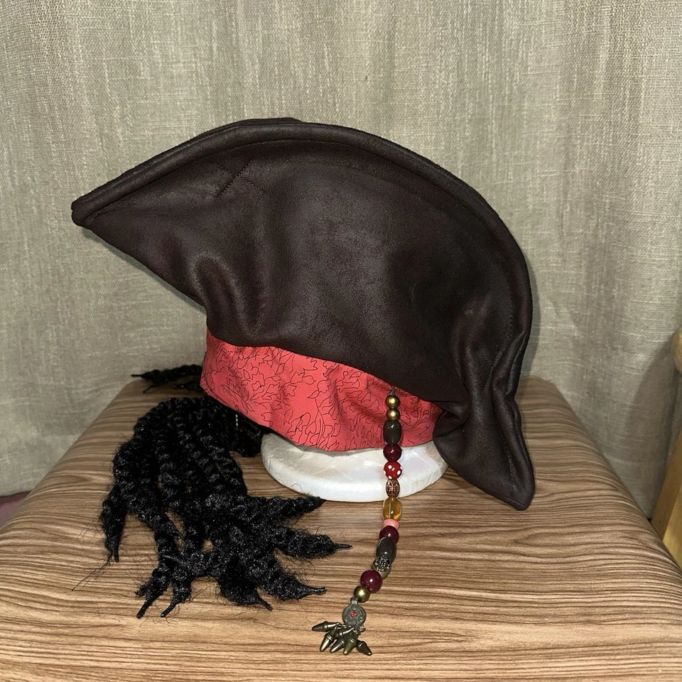 Disney Piratas del Caribe Jack Gorrión Sombrero Rastas Disfraz Halloween Foto 4 de 4