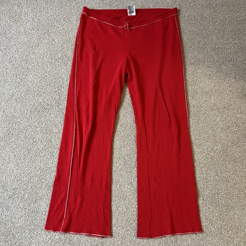 Vintage Y2K LAT Baggy Wide Leg Red Sweatpants “Nauti Girl” Logo Women’s L - Picture 4 of 8