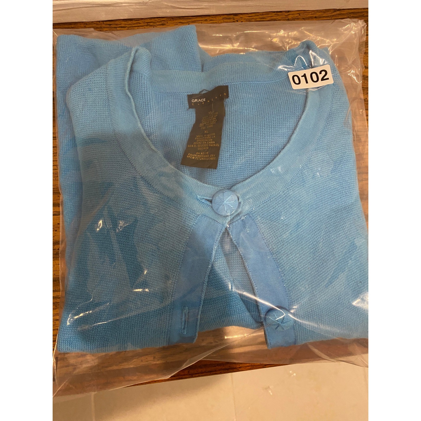 Grace Elements Blue Knit Button Front 3/4 Sleeve … - image 6