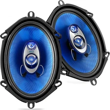 Pair Pyle 5x7 300W 3-Way Car Sound Speakers Blue