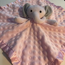 Pro Goleem Pink Elephant Minky Dots Lovey Security Blanket 16" Satin Trim Baby