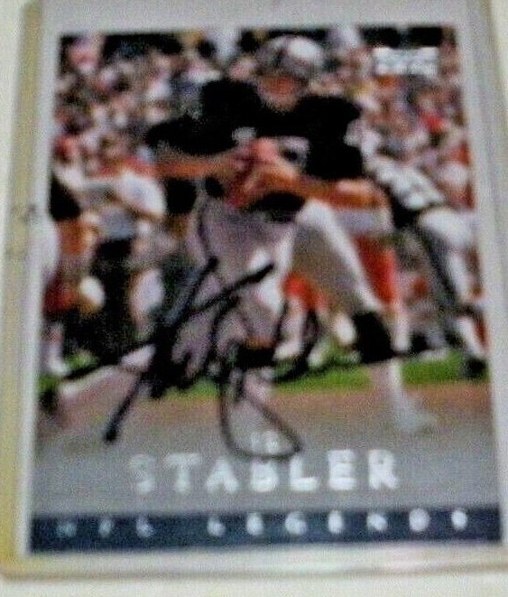 KEN STABLER OAKLAND RAIDERS,ALABAMA 2000 UD LGNDS JSA/STAMP SIGNED CARD 