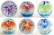 GLOW IN DARK DOLPHIN WATER ART PIECE GLASS WORK BALL GLOBE PAPERWEIGHT,FIGURINE