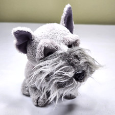 Russ Berrie Pedigree Pups 5" Plush Stuffed Gray Schnauzer Red I Love You Collar