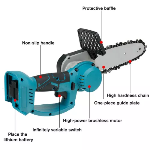 10'' Cordless Electric Wood Cutting Saw Cutter Chain saw For Makita 18V Battery - Picture 4 of 18