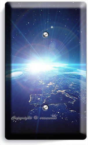 BLUE PLANET EARTH SPACE SUNRISE STARS LIGHTSWITCH OUTLET PLATES CELESTIAL DECOR - Picture 6 of 34