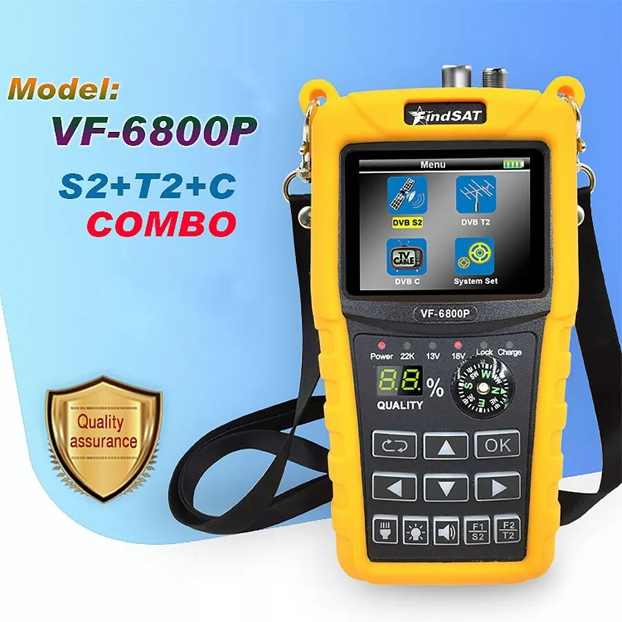 VF 6800P Digital Satellite Finder Receiver Signal Meter DVB T2 S2