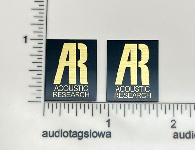 AR Acoustic Research Speakers Badge Logo Pair Aluminum Custom Made Gold Aluminum