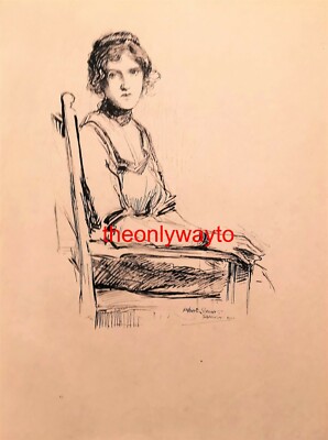 Eine Studie (junges Mädchen sitzend), Albert E Sterner, Buchillustration (Druck), 1901