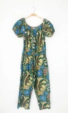 VELVET By Graham & Spencer Nadalia Cotton Floral Jumpsuit Green S $189 B5