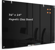 Magnetic Glass Dry Erase Board 36" x 24" - Modern Frameless Whiteboard