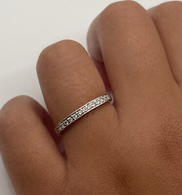14k Solid White Gold AJR Diamond Band Ring