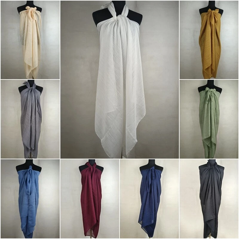 XXL Pareo Schal Tuch Strandkleid Crincle Wickelrock Lungi Sarong Kopftuch