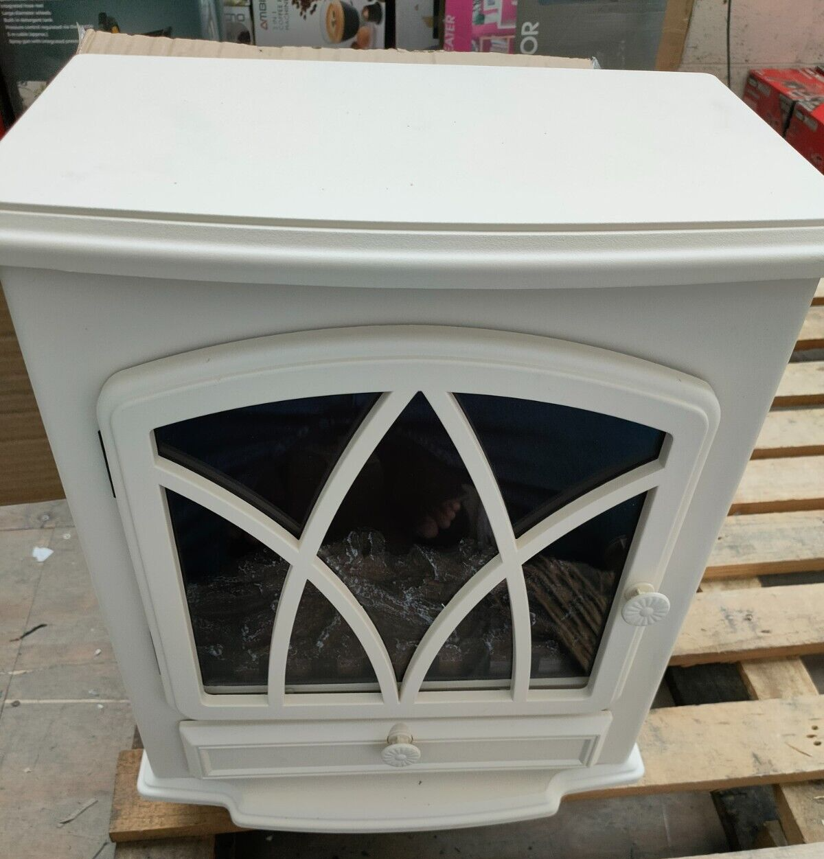 Kirkton House Electric Stove Heater in Cream 2000 W, Fire Flame Effect 78402 eBay