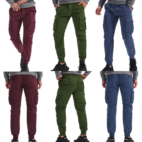Pantalones Vaqueros Hombre Joggers Cintura Elástica Cargo Combat Casual Puño - Imagen 7 de 33