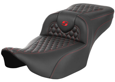 Saddlemen Extended Reach Roadsofa Seat - Red Honeycomb Stitch (823-07-19004)