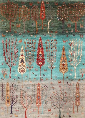 8 x 10 ft tree of life Animal Area Rug Afghan Hand Knotted Veg Dye Wool Rug