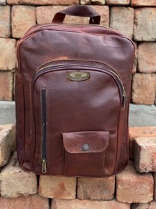 Rico Piel de Lujo Hombre Mochila Vintage Portátil Marrón Bandolera 38.1cm |  eBay