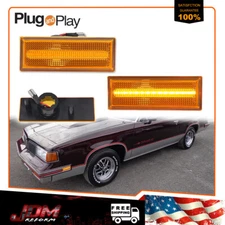 For 1981-1988 Oldsmobile Cutlass 442 Amber Lens LED Front Side Marker Lights 2X
