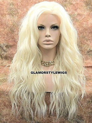 - human hair blend lace front platinum blonde wig. Amazon.com : xiweiya 60# Platinum Blonde Wavy Lace Front Wig  main image 3