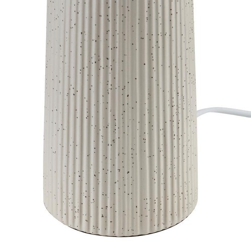 Ivory Pleated Fabric Shade Ribbed Ceramic Table Lamp Ambient Light Accent Decor - Picture 7 of 8
