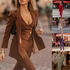 Dressy Women Suit Peak Lapel Double Breasted Business Workwear Casual Outfits
