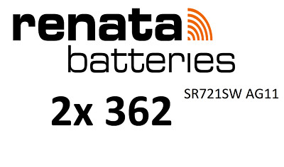 2x RENATA 362 Uhren-Batterie Knopfzelle SR721SW AG11 Silberoxid im Blister