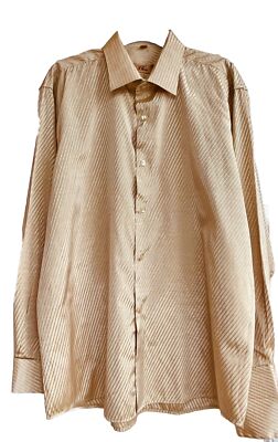 champagne gold dress shirt Barry. Wang Mens Gold Dress Shirt Solid Satin Formal Wedding Long Sleeve Shirt, L