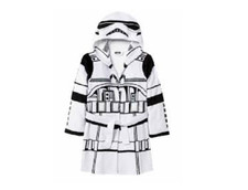 NWT Star Wars Stormtrooper Boy's Size M Fleece Bath Robe, Bathrobe White,Black