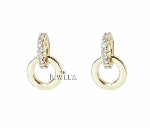 14K Gold 0.22 CT VS/F-G Diamond Interlocking Circle Earrings - The Jewelz