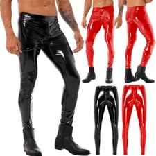 Men Tights Steampunk Pants Zipper Crotch Trousers Party Clubwear Skinny Rave